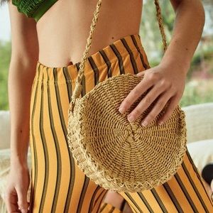 Small Circle Straw Round Cross Body Bag